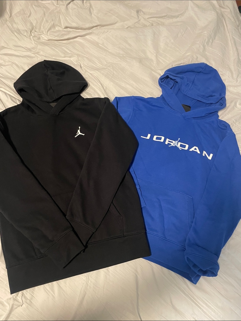 Jordan Hooded Pullover Sweatshirts - Black & Royal Blue bundle! (2 hoodies)